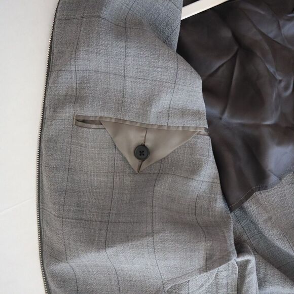 Theory M0371403 Mens Sz S Charcoal Plaid Zerega Wool Blend 2-Way Zip Jacket $495 - Picture 8 of 12